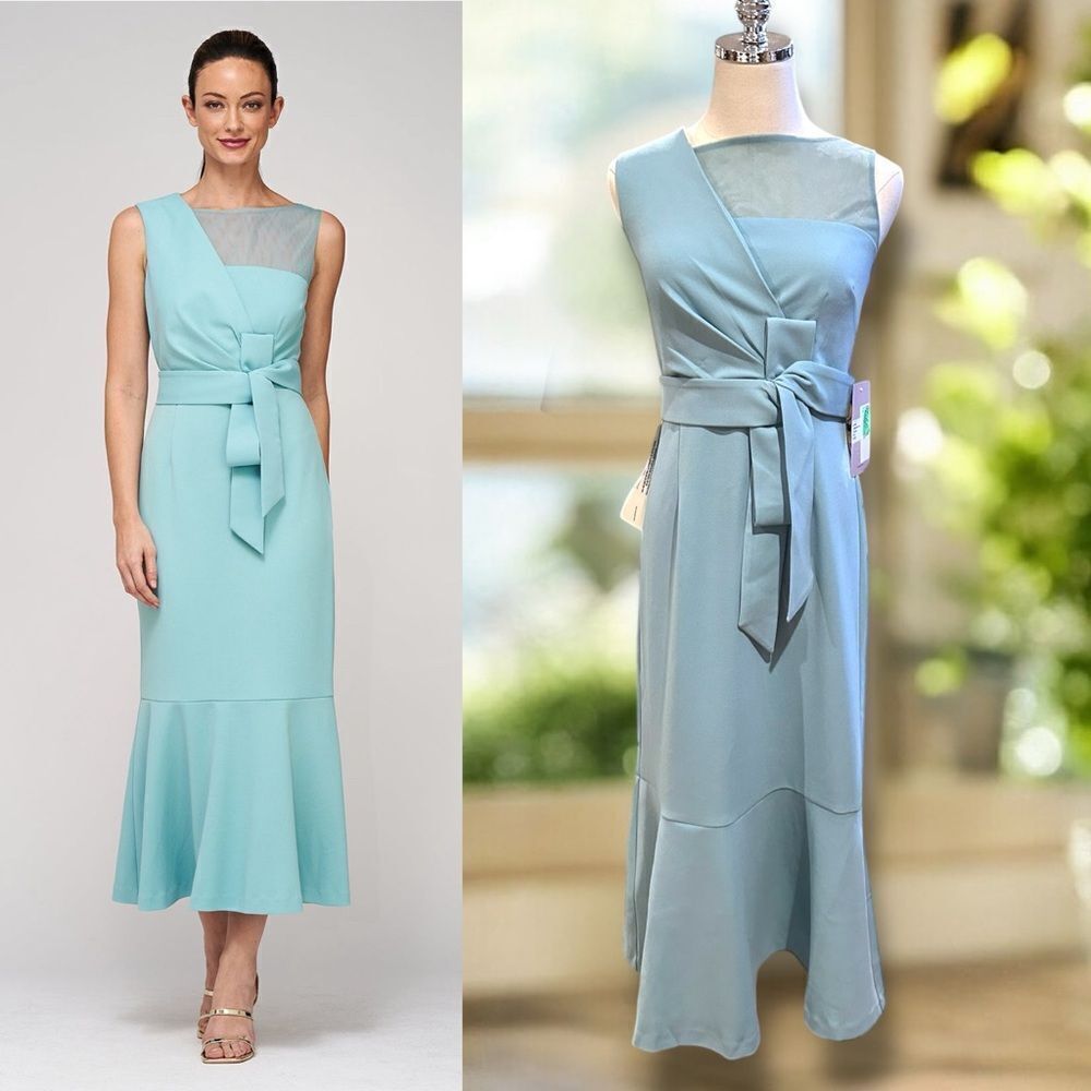JS Collections JOANNA BOW TEA LENGTH Midi DRESS Gown
